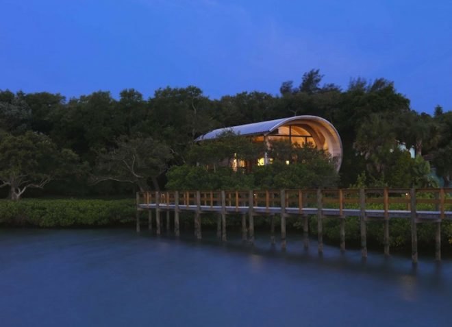 TOTeMS, Casey Guest House, Sarasota Bay, Florida, mangroves, minimalist, green design, sustainable design, eco-design, FEMA, curvilinear design,