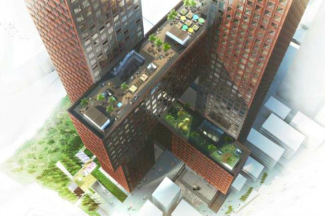 Cross Towers, BIG, Cross # Towers, seoul, dreamhub, green roof, eco tower, residential tower