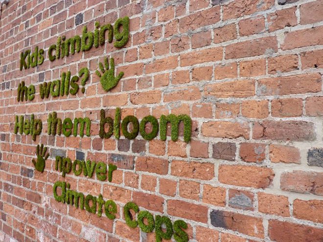 green design, eco design, sustainable design, CURB advertising, sustainable advertising, living ads, reverse graffiti, moss art, moss graffiti, LoGrow, snow stamping, sea stamping, advertising alternatives, eco art