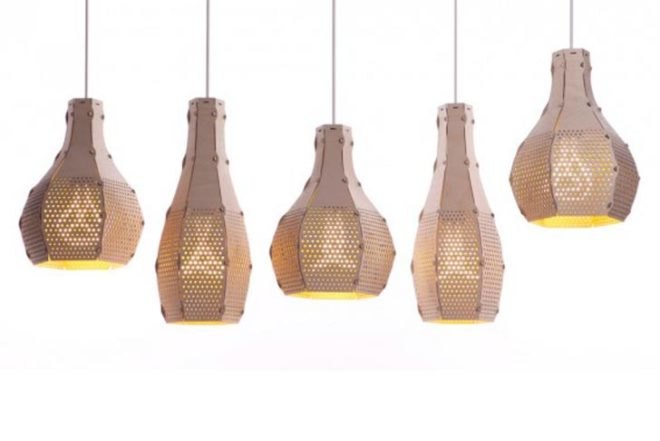 Etienne Esmenjaud, Bud lampshade, FSC birch, plywood, LED Plumen bulb, Desinature, Sustainable Materials, Green Lighting, Green Materials, flat pack, fsc wood, tiny holes, lamp