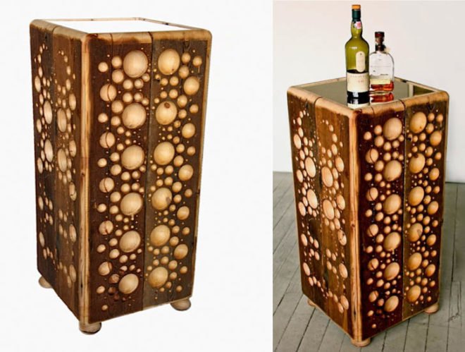 green design, eco design, sustainable design, Fiyel Levent, 12 x 12 Contest, Mars Bar NYC, reclaimed wood, CBGB, Bowery, East Village, upcycled furniture