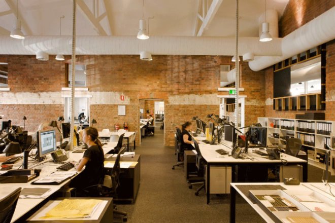 Hassell Studio Brisbane, HASSELL, architecture office, brisbane, adaptive reuse, green renovation, factory conversion, eco office