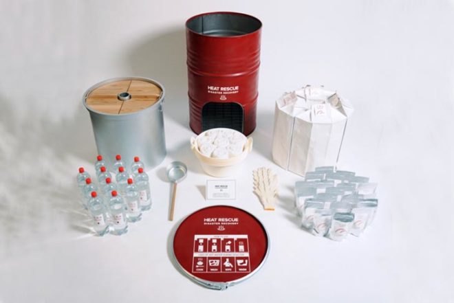 Hikaru Imamura, Heat Rescue Disaster Recovery, Warm food, Earthquakes, japan, japanese design, rescue kit, natural disasters, Milan Furniture Fair, Green Products, Design for Health, Disaster-proof design,