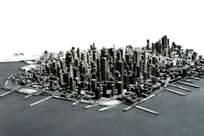 green design, eco design, sustainable design, Hong Seon Jang, David B. Smith Gallery, Denver art, recycled art, eco-art, letterpress sculpture, cityscape sculpture, recycled sculpture