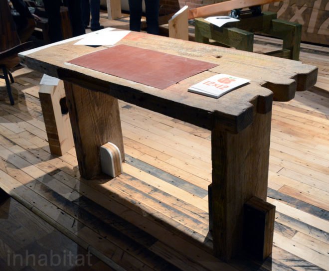 Ill be Leroy Desk, Carlos Little, 12x12, wanted design, reclaimed wood, reclaimed nyc building wood, sustainable furniture, green furniture, new york design week, nyc design week 2012, sustainable design, green design