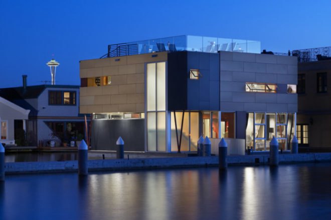 Lake Union Floating Home, Vandeventer + Carlander Architects, floating home, seattle, energy efficient home, floating house