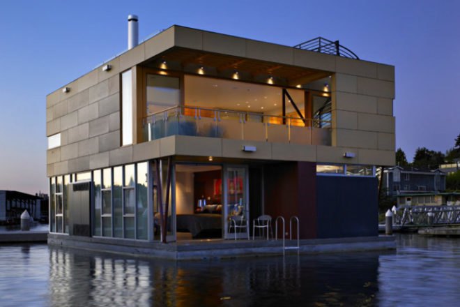 Lake Union Floating Home, Vandeventer + Carlander Architects, floating home, seattle, energy efficient home, floating house