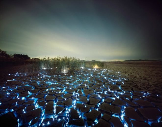 Lee Eunyeol, starry night, landscape photography, light installations, green art, landscape art, environmental photography