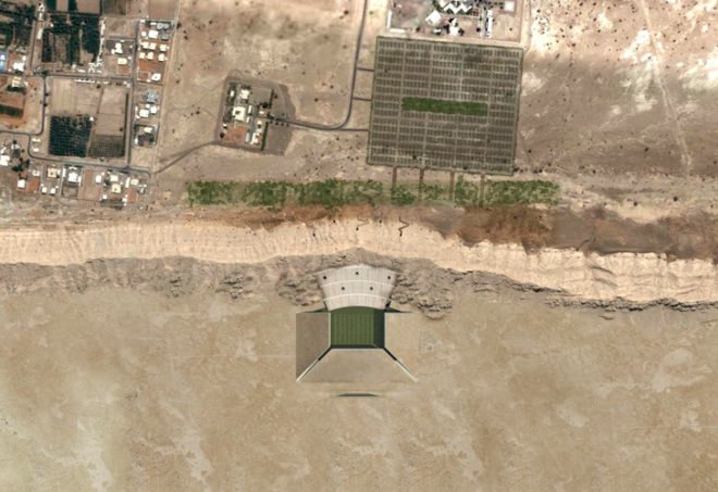 sports stadium, green architecture, desert, MZ architects, underground stadium, Al ain, al ain stadium