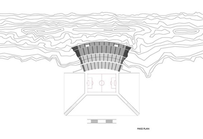 sports stadium, green architecture, desert, MZ architects, underground stadium, Al ain, al ain stadium