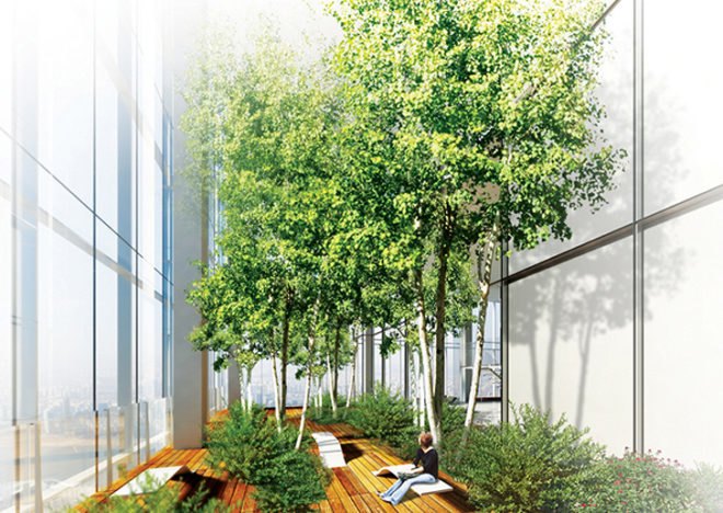 Yongsan International Business District, green design, eco design, sustainable design, Seoul, Korea, Muphy/Jahn, double skinned facade, sky forest, Pentimonium, Daniel Libeskind,