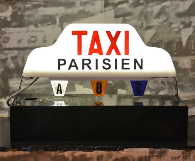green design, eco design, sustainable design, recycled lamp, Off Duty No More, Gillhem de Castelbajac, recycled taxi light, recycled cab light