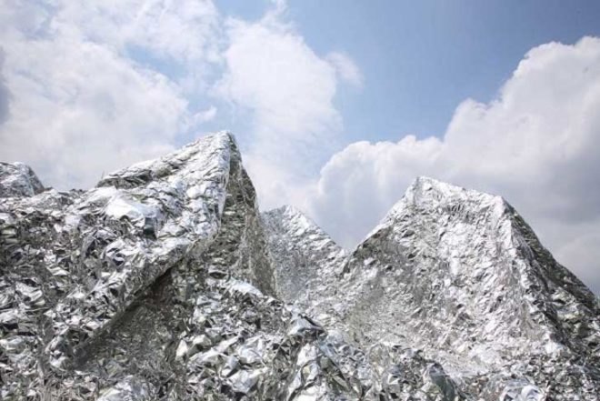 Office of Kimihiko Okada, Aluminum Landscape, The Museum of Contemporary Art Tokyo, Climate Change, recyclable aluminum foil, brilliant landscape, silver mountains, Art, Recycling / Compost, Landscape Architecture