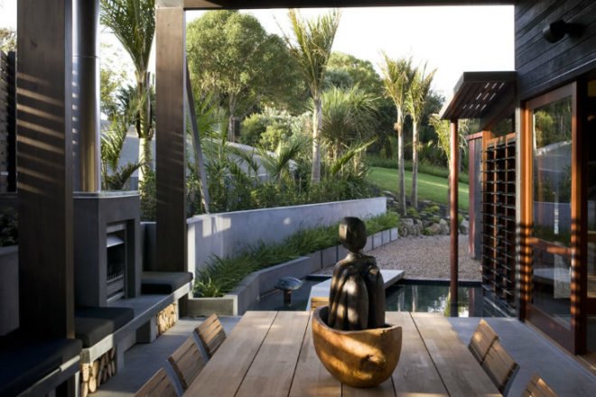 Owhanake Bay House, Strachan Group Architects, outdoor living, new zealand, eco home, green home,