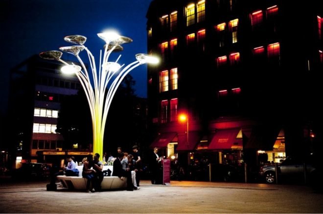 ross lovegrove, solar tree, clerkenwell design week, sustainable art, solar artwork, solar design, artemide, solar panels