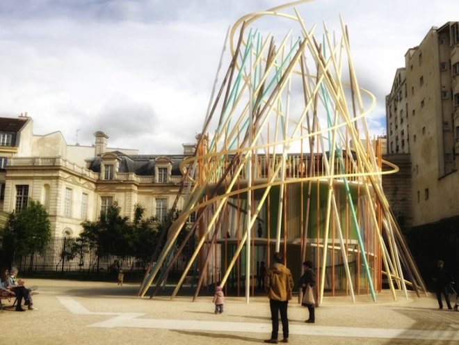 Djuric Tardio, Sticks, kindergartens, bioclimatic design, prefabricated design, modular design, small footprint, green design, sustainable design, eco-design, urban parks, planning law, Paris, sustainable development, natural materials