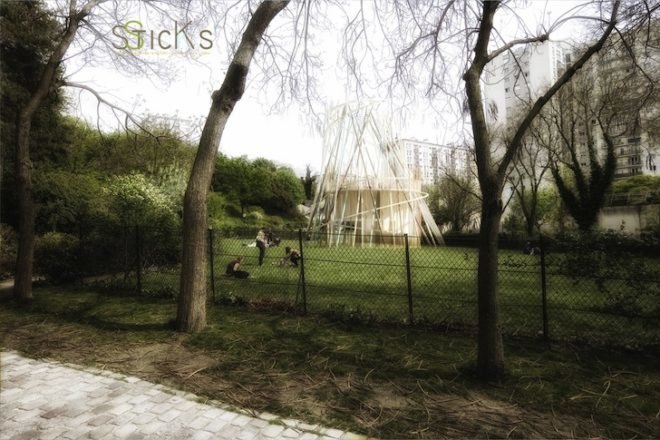 Djuric Tardio, Sticks, kindergartens, bioclimatic design, prefabricated design, modular design, small footprint, green design, sustainable design, eco-design, urban parks, planning law, Paris, sustainable development, natural materials