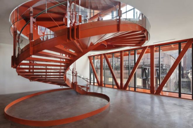 ArtsQuest Center, Spillman Farmer Architects, pre-cast concrete panels, glass, steel, International Orange, Pennsylvania, Bethlehem Corporation, arts center, culture hub, Architecture, Art, recycled building