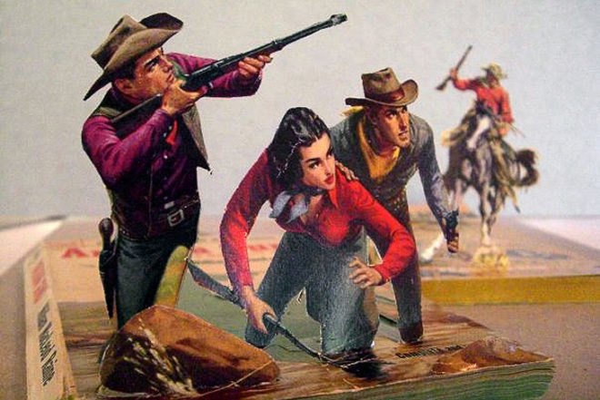 Thomas Allen, American artist, pop-up books, vintage classics, pulp-fiction, Gibson Gallery, Foley Gallery, paper cutting, mini-dioramas, Art, recycled books