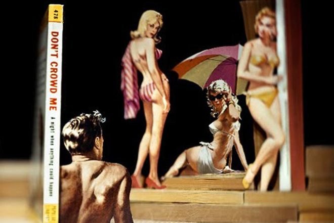 Thomas Allen, American artist, pop-up books, vintage classics, pulp-fiction, Gibson Gallery, Foley Gallery, paper cutting, mini-dioramas, Art, recycled books