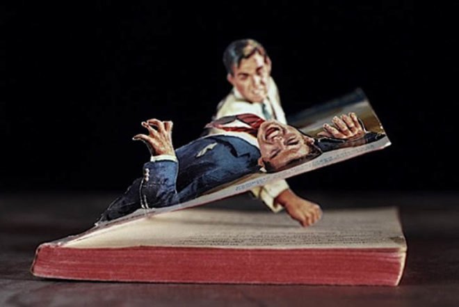Thomas Allen, American artist, pop-up books, vintage classics, pulp-fiction, Gibson Gallery, Foley Gallery, paper cutting, mini-dioramas, Art, recycled books