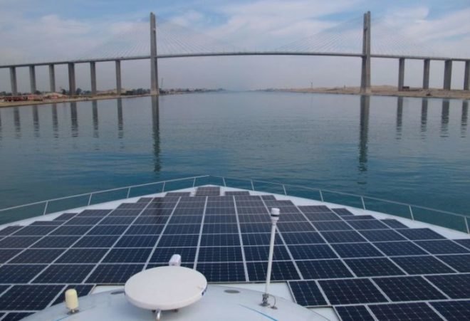 Turanor PlanetSolar, PlanetSolar, solar power, solar-powered boat, green transportation, Raphael Domjan, solar panels, green boat