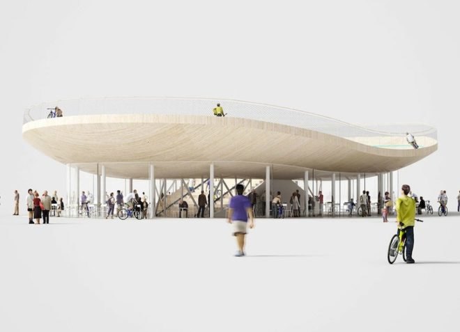 NL Architects, Bike Pavilion, Velodrome, urban design, China, Hainan Province, VANKE, Netherlands, cycling, green design, sustainable design, eco-design, bicycles, shade, tropics, China