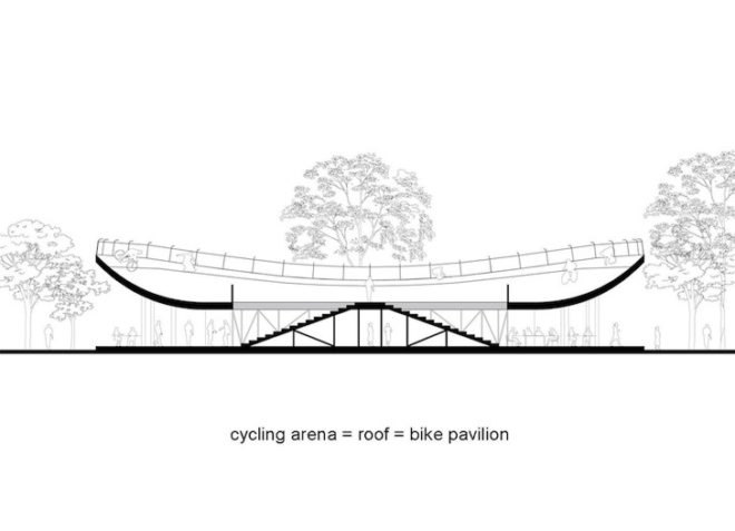 NL Architects, Bike Pavilion, Velodrome, urban design, China, Hainan Province, VANKE, Netherlands, cycling, green design, sustainable design, eco-design, bicycles, shade, tropics, China
