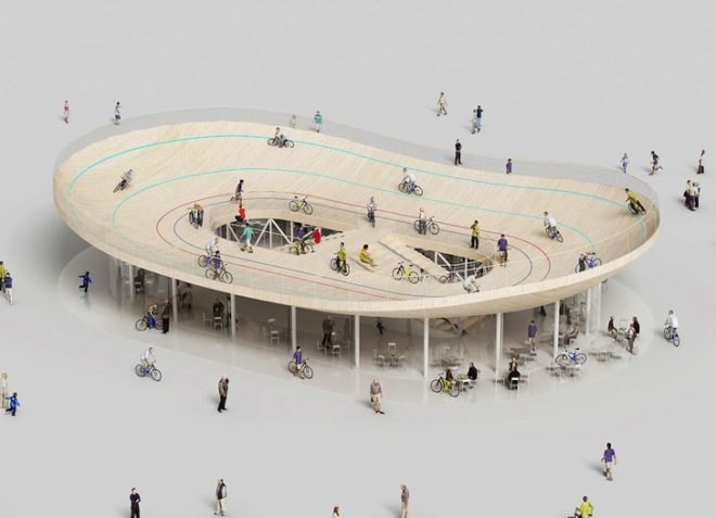 NL Architects, Bike Pavilion, Velodrome, urban design, China, Hainan Province, VANKE, Netherlands, cycling, green design, sustainable design, eco-design, bicycles, shade, tropics, China