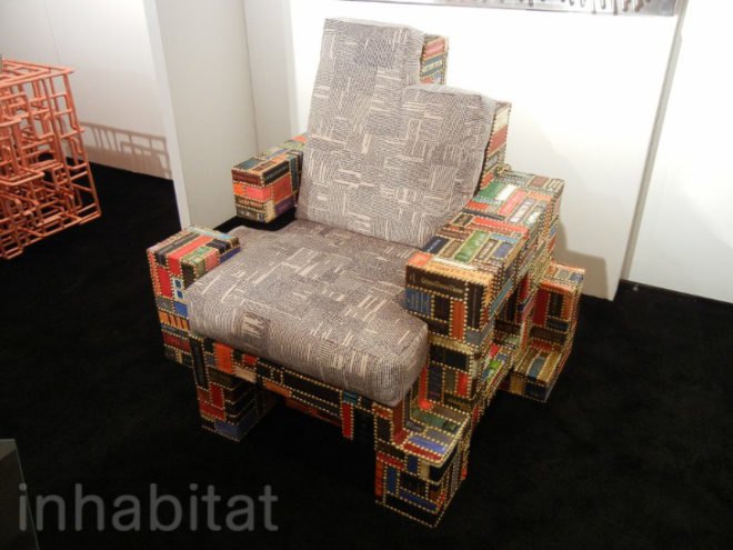 green furniture, Benjamin Rollins Caldwell, BRC Designs, design week, eco design, green design, ICFF, new york design week, sustainable design, international contemporary furniture fair, spineless chair, book chair, chair made out of old books, chair made out of book spines, recycled furniture