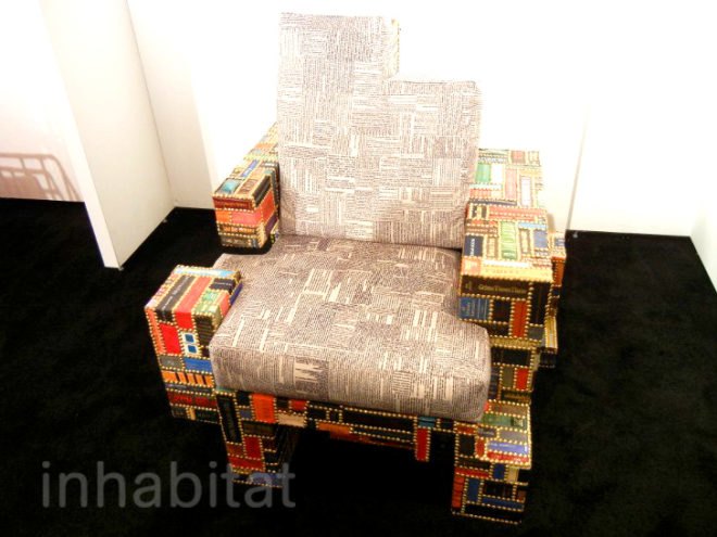 green furniture, Benjamin Rollins Caldwell, BRC Designs, design week, eco design, green design, ICFF, new york design week, sustainable design, international contemporary furniture fair, spineless chair, book chair, chair made out of old books, chair made out of book spines, recycled furniture