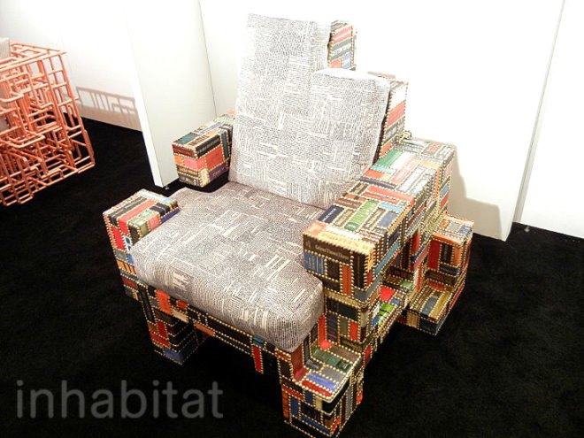 green furniture, Benjamin Rollins Caldwell, BRC Designs, design week, eco design, green design, ICFF, new york design week, sustainable design, international contemporary furniture fair, spineless chair, book chair, chair made out of old books, chair made out of book spines, recycled furniture