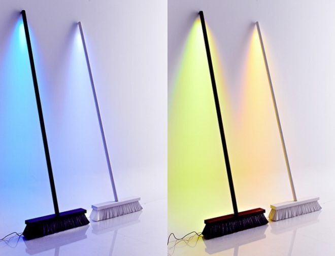 peteris zilbers, mood broom, moodbroom, broom lamp, led lighting, icff, new york design week, international contemporary furniture fair, green furniture, green design, eco design, sustainable design, led broom lamp, broom shaped lamp, broom shaped lamp, lamps at icff, led lights, led, leds