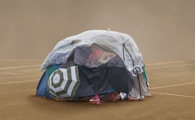Frank Bayh & Steff Rosenberger-Ochs, tent city, recycled materials, found objects, makeshift homes, temporary structures, protests, stuttgart 21, germany, railway, urban design, green design, sustainable design, eco-design, shipping pallets, tents, temporary housing