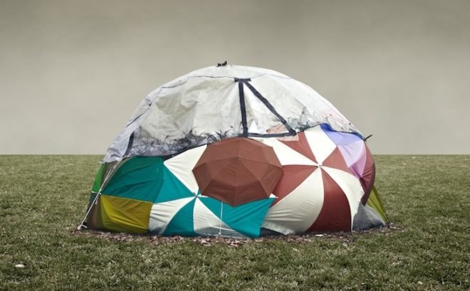 Frank Bayh & Steff Rosenberger-Ochs, tent city, recycled materials, found objects, makeshift homes, temporary structures, protests, stuttgart 21, germany, railway, urban design, green design, sustainable design, eco-design, shipping pallets, tents, temporary housing