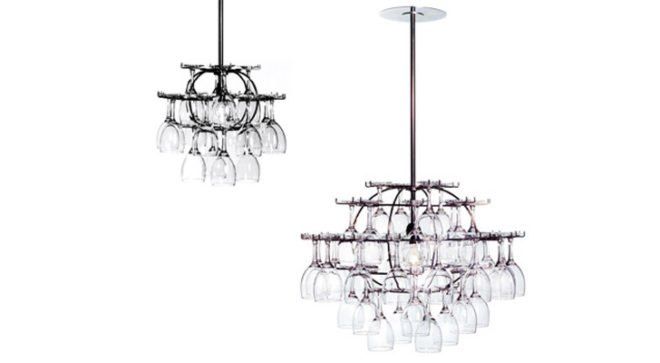 Wine Glass Cluster Chandelier, Bjorn Stillefors, Jorgen Pudeck, Gunnar Cedervall, recycled wine glass lamp, recycled materials, green lamp, sustainable lamp, led bulb, led lamp, low-energy lighting, sustainable design, green design, Philips AmbientLED Bulbs, Energy efficient light bulbs, energy efficient lighting, designer lighting, designer lamps, environmentally friendly lighting, eco friendly lighting
