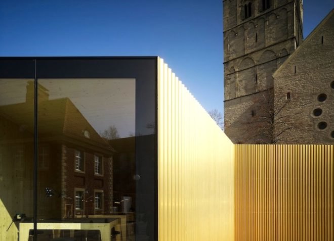 Modulorbeat, temporary construction, golden glory, bicycle capital of Germany, Muster, gilded pavilion, gold, urban design, green design, sustainable design, eco-design, Germany, temporary design, art, culture