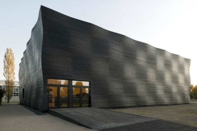Deubzer Konig Rimmel Architekten, interims audimax, munich's technical university, undulating surface, germany lecture hall, wooden lecture theater, sustainable wooden design, green design, spruce architecture