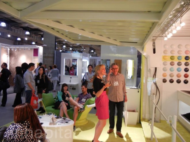 “green furniture”, design week, eco design, green design, ICFF, International Contemporary Furniture Fair, new york design week, recycled furniture, sustainable design, kohler, kohler booth, kohler booth at icff, kohler shipping container, shipping container, recycled shipping container, shipping container event space, retrofitted shipping container, shipping container display