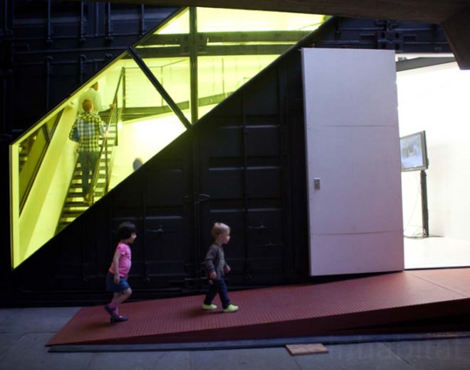 LOT-EK, lotek, lot-ek whitney museum, shipping container architecture, whitney museum architecture, modular architecture, prefab architecture, nyc architecture, shipping container exhibit, shipping container art studio