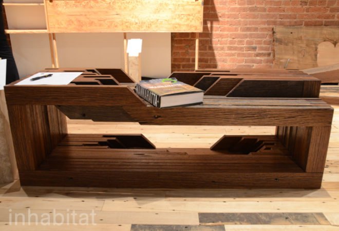 Low Table, Design Brigade, 12x12, wanted design, reclaimed wood, reclaimed nyc building wood, sustainable furniture, green furniture, new york design week, nyc design week 2012, sustainable design, green design