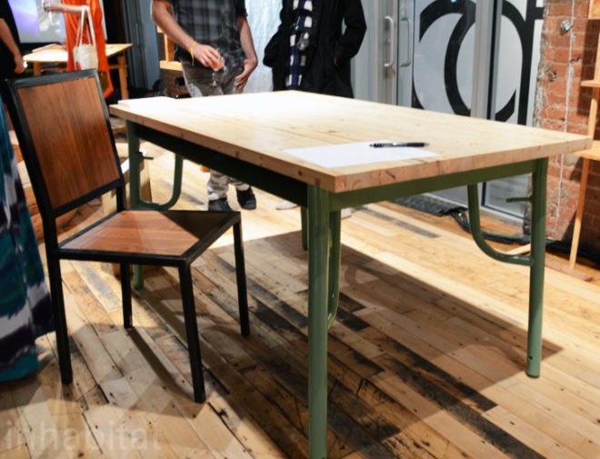 PS17 Desk, Uhuru, 12x12, wanted design, reclaimed wood, reclaimed nyc building wood, sustainable furniture, green furniture, new york design week, nyc design week 2012, sustainable design, green design