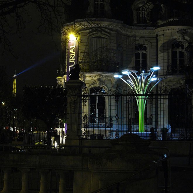 ross lovegrove, solar tree, clerkenwell design week, sustainable art, solar artwork, solar design, artemide, solar panels