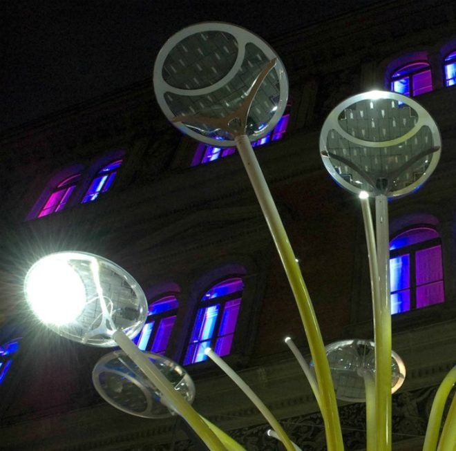 ross lovegrove, solar tree, clerkenwell design week, sustainable art, solar artwork, solar design, artemide, solar panels