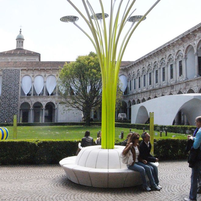ross lovegrove, solar tree, clerkenwell design week, sustainable art, solar artwork, solar design, artemide, solar panels