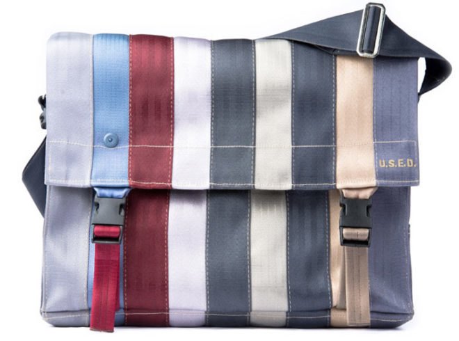 u.s.e.d, recycled seatbelt bags, recycled materials, seatbelt bags, green design, sustainable design, used bags, eco fashion, sustainable style, eco accessories, eco bags, recycled bags