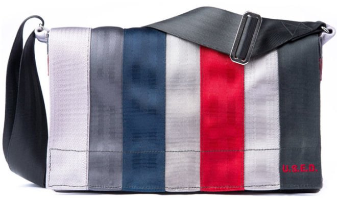 u.s.e.d, recycled seatbelt bags, recycled materials, seatbelt bags, green design, sustainable design, used bags, eco fashion, sustainable style, eco accessories, eco bags, recycled bags