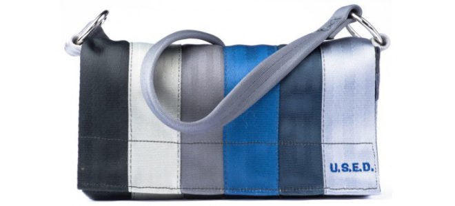 u.s.e.d, recycled seatbelt bags, recycled materials, seatbelt bags, green design, sustainable design, used bags, eco fashion, sustainable style, eco accessories, eco bags, recycled bags