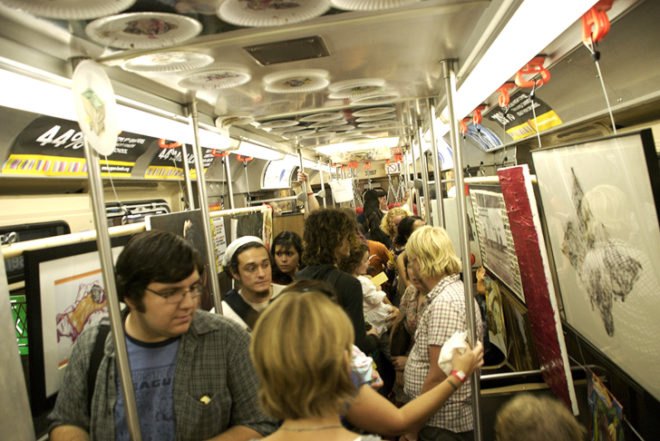 green design, eco design, sustainable design, Art on Track, chicago, repurposed train, mobile art gallery