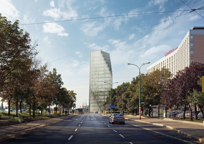 BREEAM, Polish green building, glass fiber concrete, Poland green building, mixed use green tower, MVRDV,